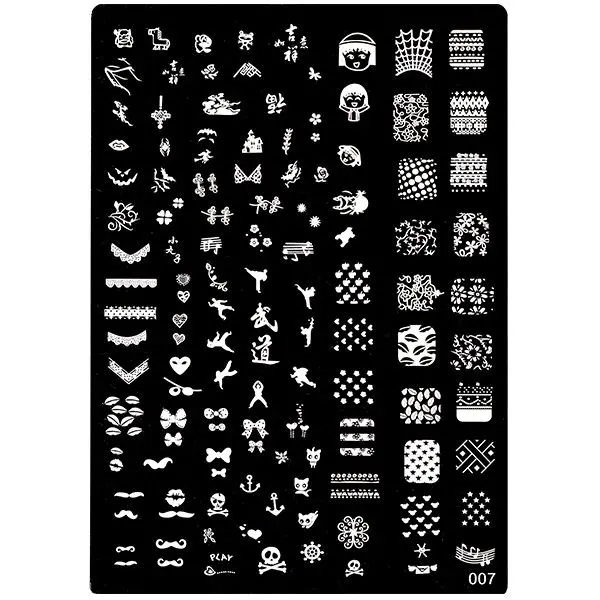 Kovová destička XL na zdobení nehtů razítkováním, 007