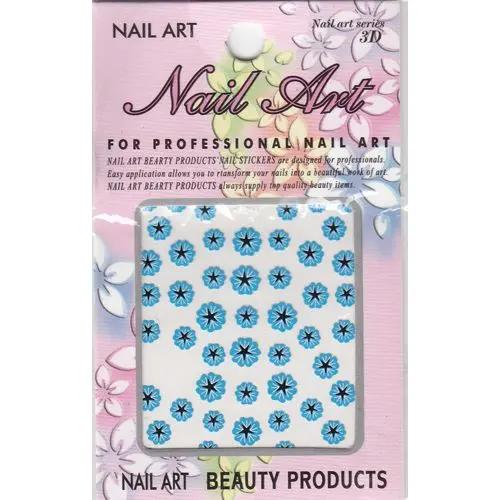 3D nálepky, modré květy s černým středem