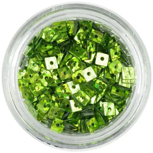 Holografické čtverečky s dírkou - světle zelené