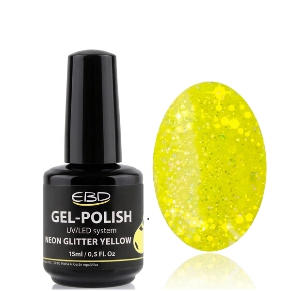 UV gel lak – NEON GLITTER YELLOW 236, 15ml