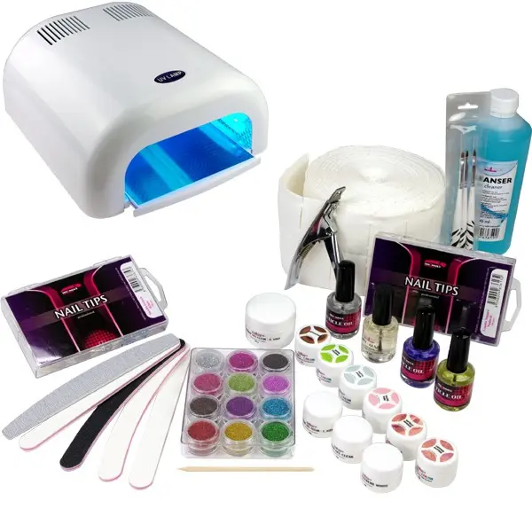 Set na gelové nehty - 3fázový systém, 36W bílá UV lampa
