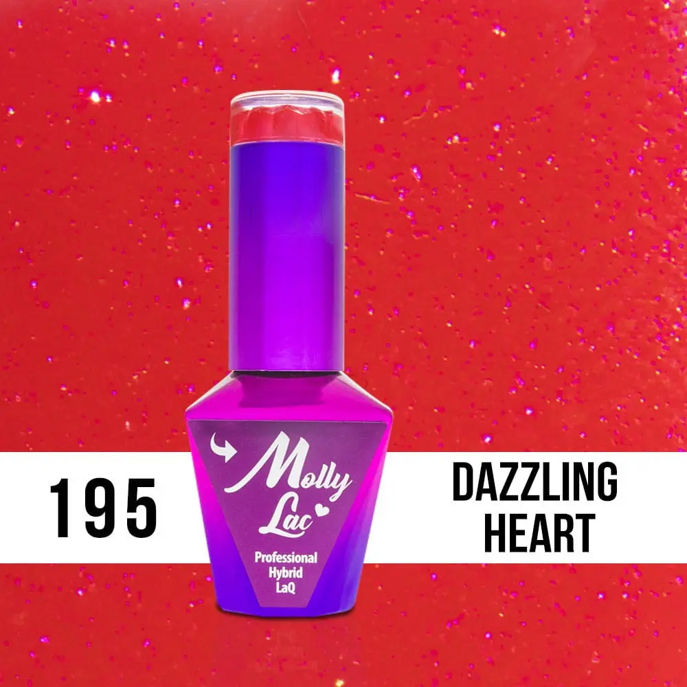 MOLLY LAC UV/LED gel lak Hearts and Kisses - Dazzling Heart 195, 10 ml