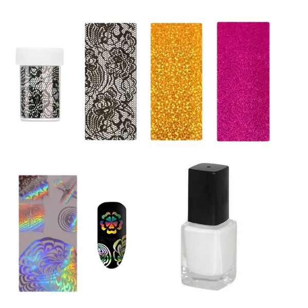 Ozdobné fólie sada, 4ks + lepidlo