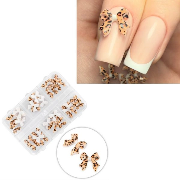 3D mašle na nehty, box - leopard, 45 ks