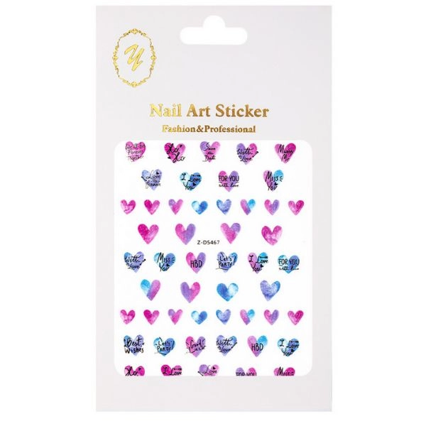 Nálepky na nehty - Fialová srdíčka Z-D5467