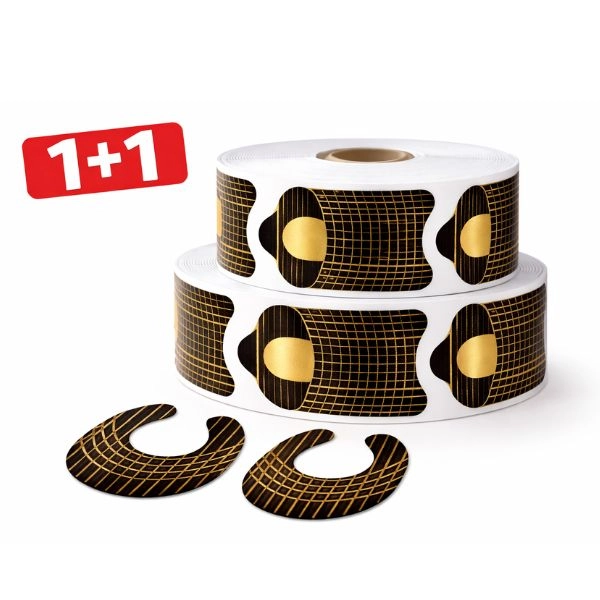 Šablona na nehty - zlato-černá, 500ks - AKCE 1+1 ZDARMA