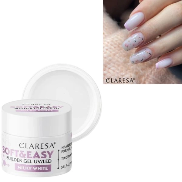 Claresa SOFT&EASY UV/LED builder gel - Milky White, 90g