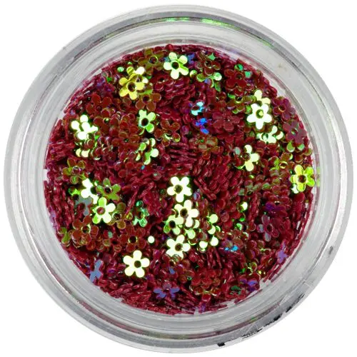 Kvítky s dírkou - bordó