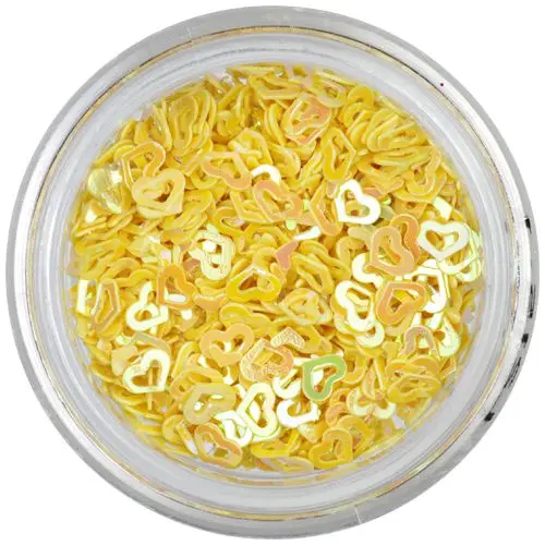 Flitrová srdíčka obrysová - žlutá