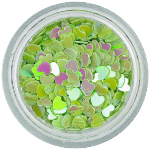 Flitrová srdíčka - světle zelená