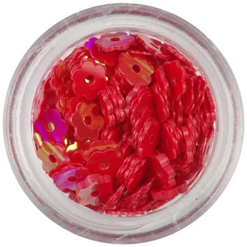 Červená ozdoba - kvítky s dírkou