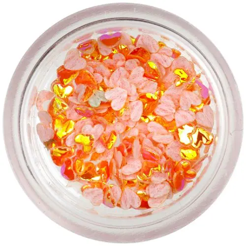 Ozdobné látkové konfety - oranžová srdíčka