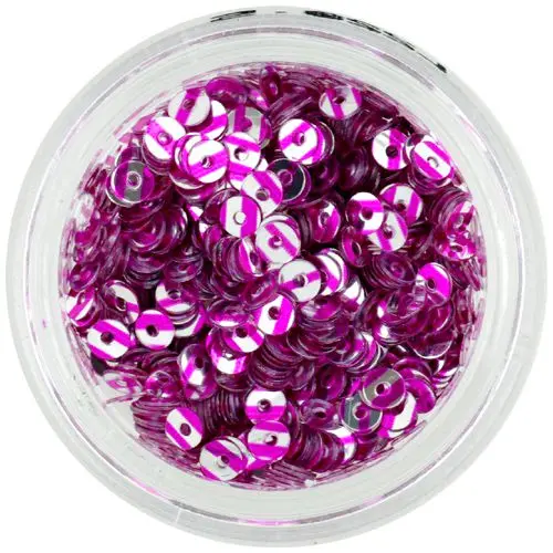 Stříbrné nail art CD flitry s růžovými proužky