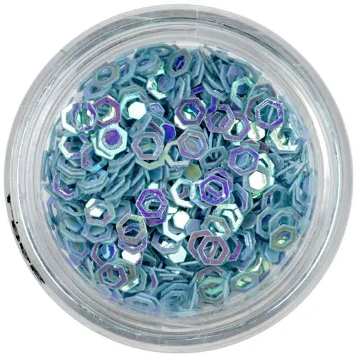 Flitry - šestihranné obrysy, světle modré