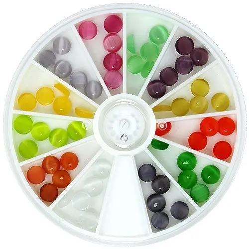 Ozdoby na nehty v boxu – kulaté kamínky, 8 mm