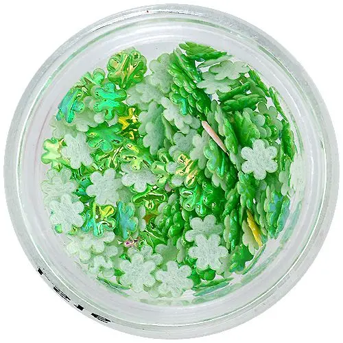 3D kvítky – zelená perleť 