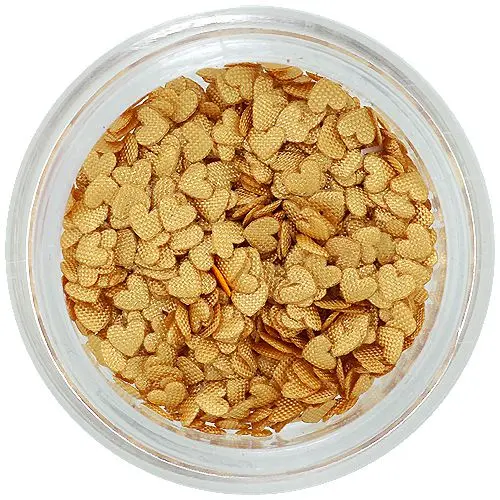 Látkové nehtové ozdoby - béžové srdíčka