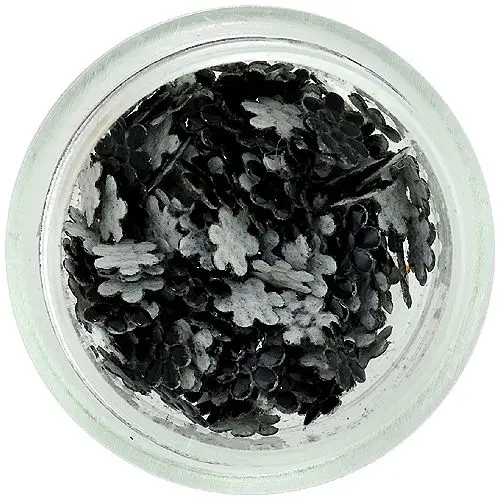 Nail art ozdoby - černé látkové kvítky