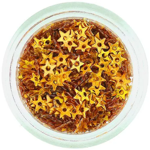 Hvězdičky s dírkou - zlaté, hologramové