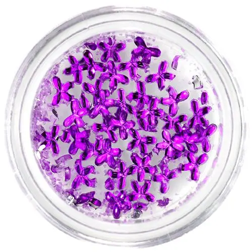 Ozdoby na nehty - fialové kamínky, mašličky