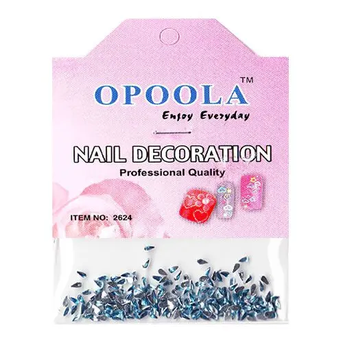 Světle modré ozdoby na nehty v sáčku - kamínky, slzy 100ks