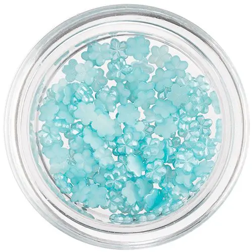 Perleťové ozdoby ve tvaru malého kvítku - tyrkysově modré