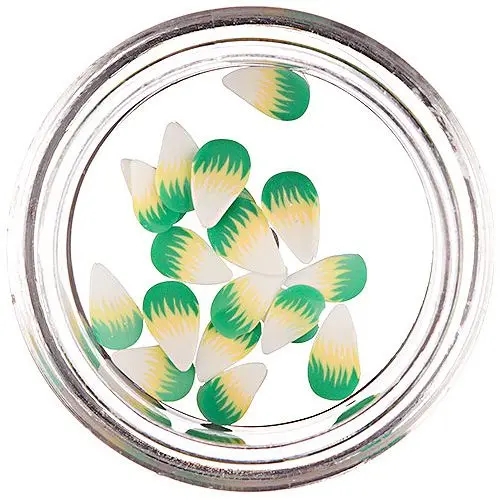 Bílo-žluto-zelené fimo slzičky – nařezané