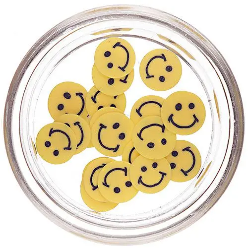 Nařezaný smiley, žlutý - Fimo Nail Art